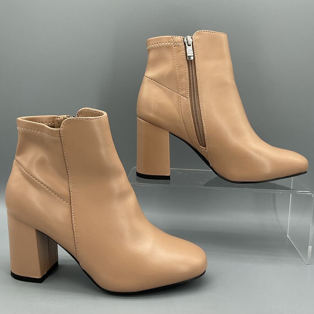 NEW MIA Women’s Carla Block Heel Ankle Boots Nude Size 8M
